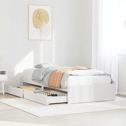 Letto senza Materasso Bianco 75x190 in Legno Massello di Pino | homemem39
