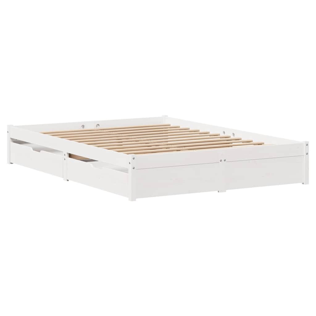 Letto senza Materasso Bianco 140x190 cm Legno Massello di Pino - homemem39