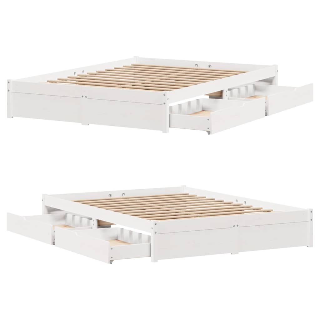 Letto senza Materasso Bianco 140x190 cm Legno Massello di Pino - homemem39
