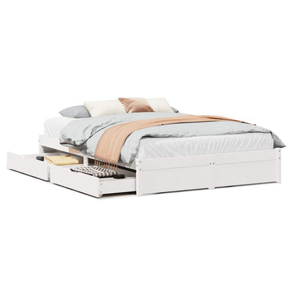 Letto senza Materasso Bianco 150x200 cm Legno Massello di Pino - homemem39