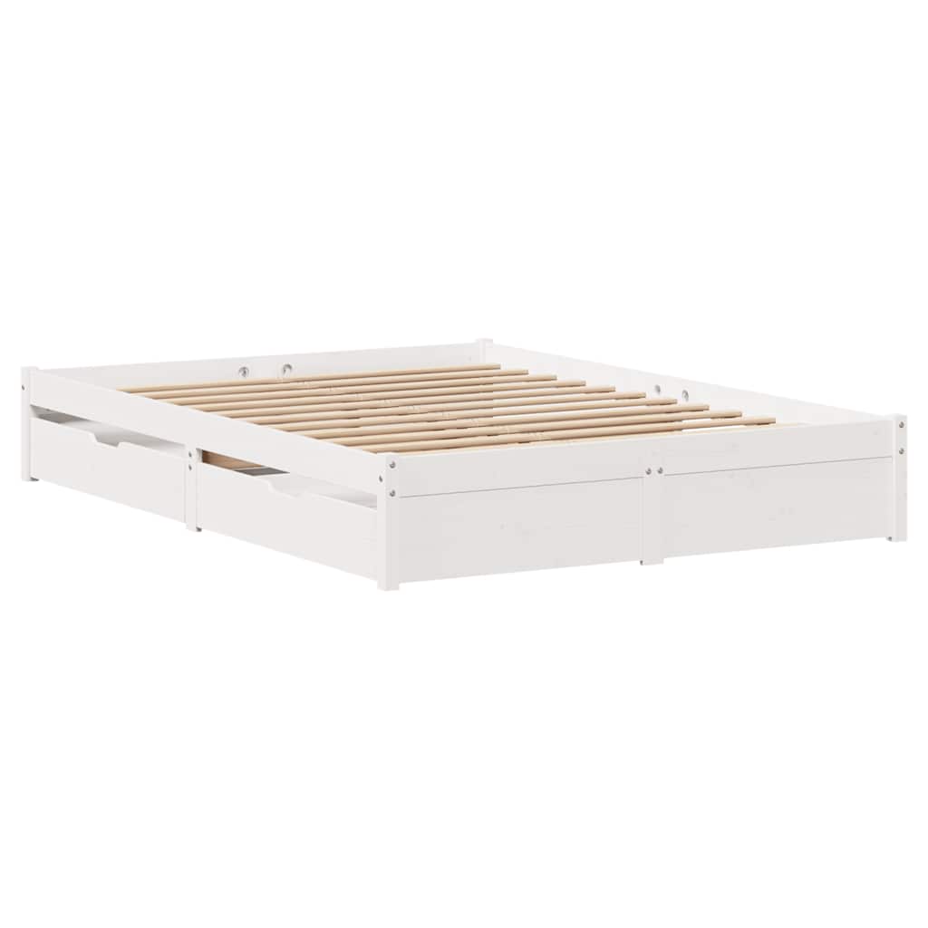 Letto senza Materasso Bianco 150x200 cm Legno Massello di Pino - homemem39