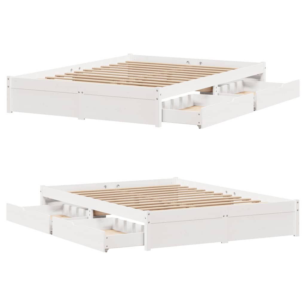 Letto senza Materasso Bianco 160x200 cm Legno Massello di Pino