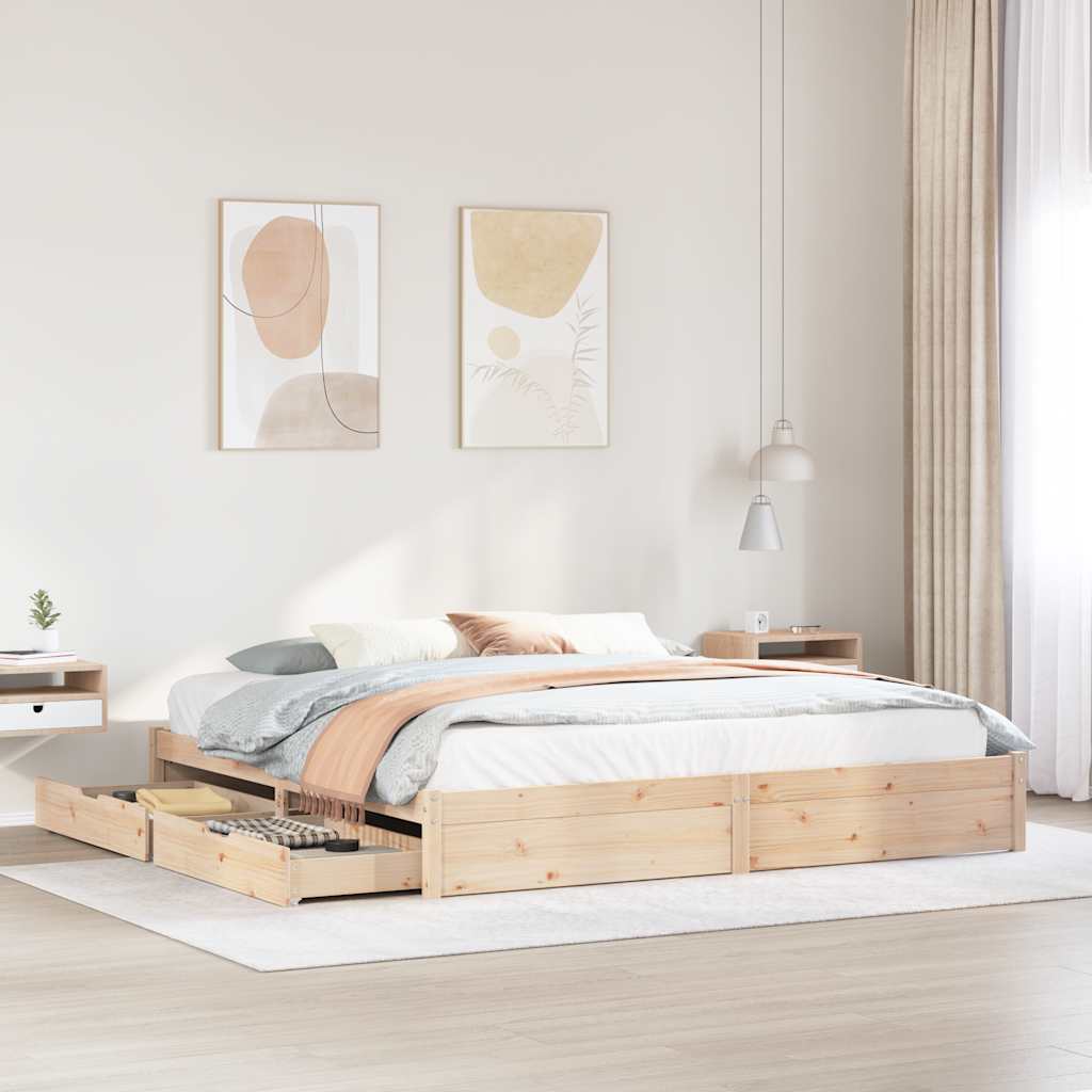 Letto senza Materasso 180x200 cm in Legno Massello di Pino