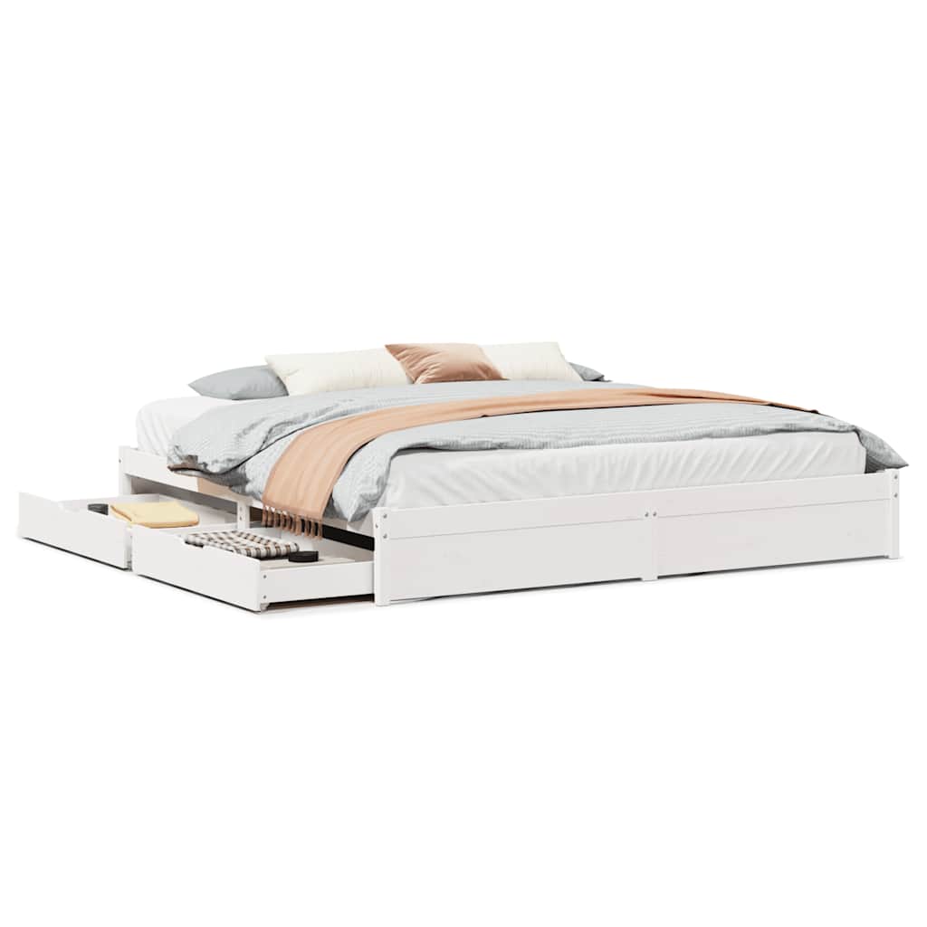 Giroletto senza Materasso Bianco 200x200 cm Legno Massello Pino - homemem39