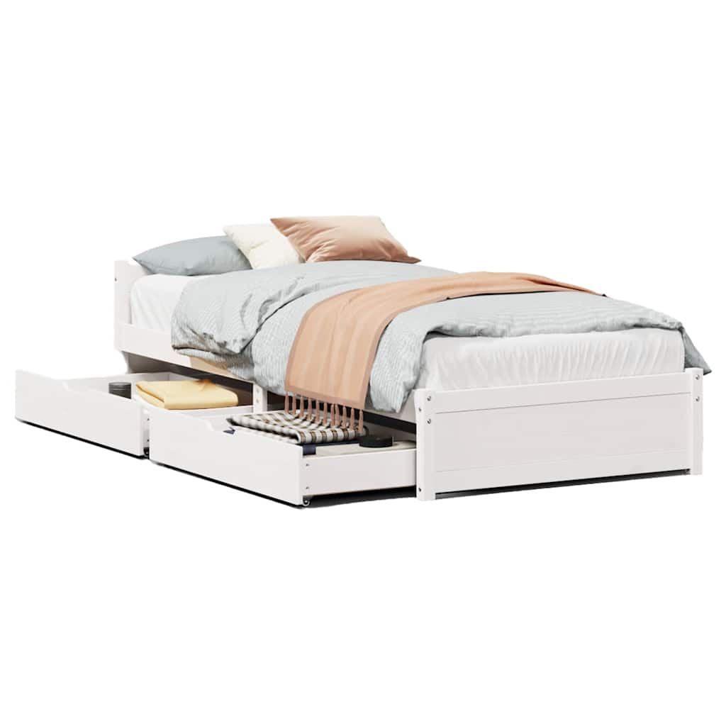 Letto senza Materasso Bianco 90x190 cm in Legno Massello Pino - homemem39