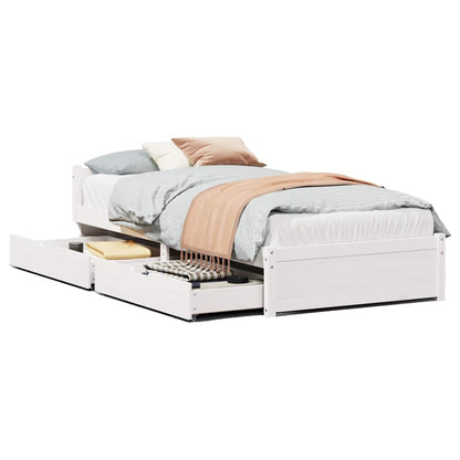Letto senza Materasso Bianco 90x190 cm in Legno Massello Pino - homemem39
