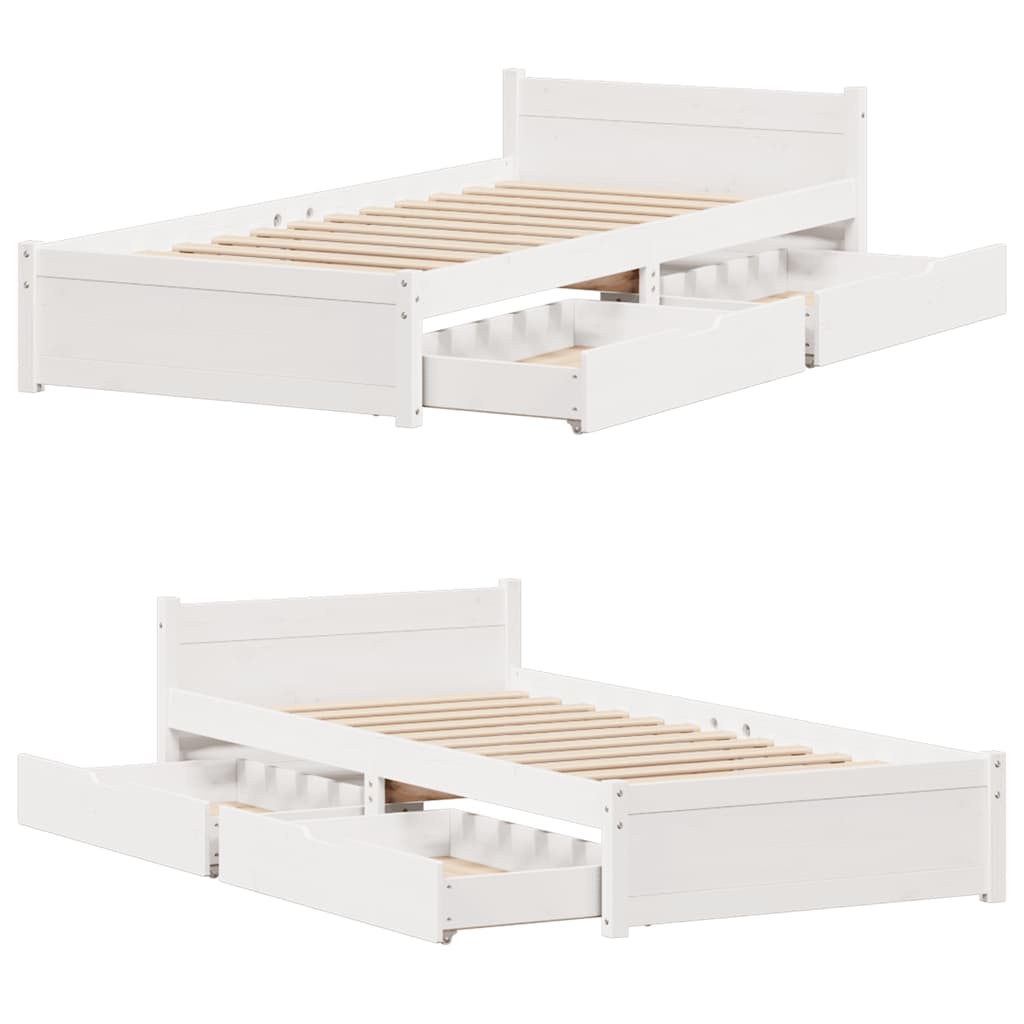 Letto senza Materasso Bianco 90x190 cm in Legno Massello Pino - homemem39
