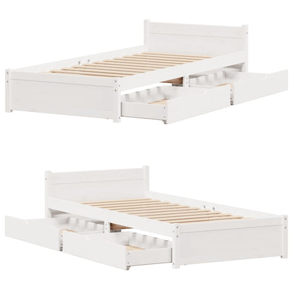 Letto senza Materasso Bianco 90x190 cm in Legno Massello Pino - homemem39