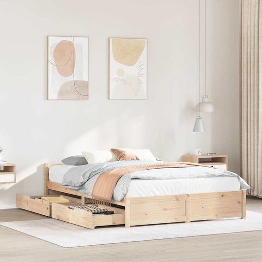 Letto senza Materasso 135x190 cm in Legno Massello di Pino | homemem39