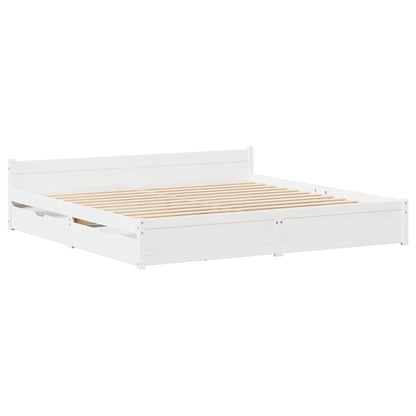 Letto senza Materasso Bianco 135x190 cm Legno Massello di Pino - homemem39