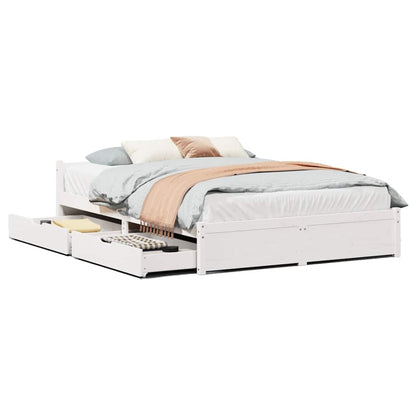 Letto senza Materasso Bianco 140x190 cm Legno Massello di Pino | homemem39