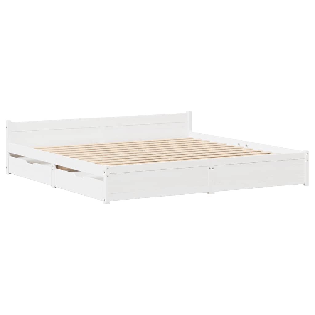 Letto senza Materasso Bianco 140x190 cm Legno Massello di Pino | homemem39