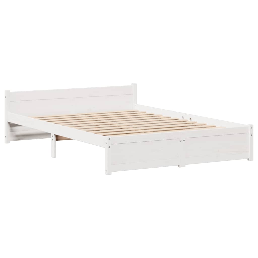 Letto senza Materasso Bianco 140x190 cm Legno Massello di Pino | homemem39