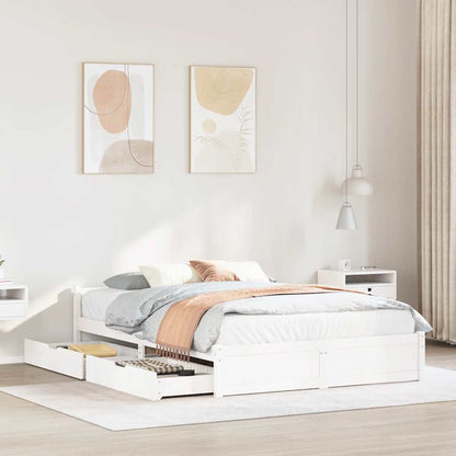 Letto senza Materasso Bianco 140x190 cm Legno Massello di Pino | homemem39