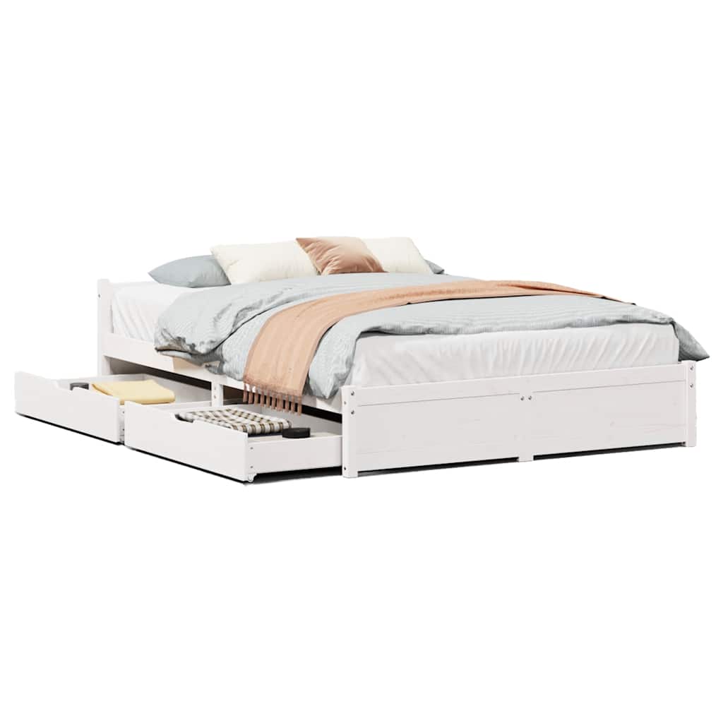 Letto senza Materasso Bianco 120x200 cm Legno Massello di Pino | homemem39