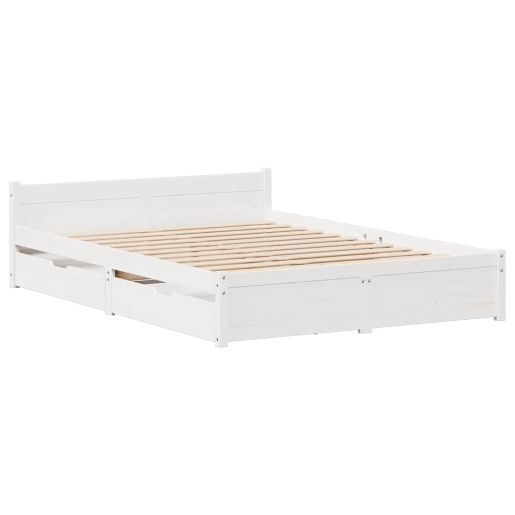 Letto senza Materasso Bianco 140x200 cm Legno Massello di Pino