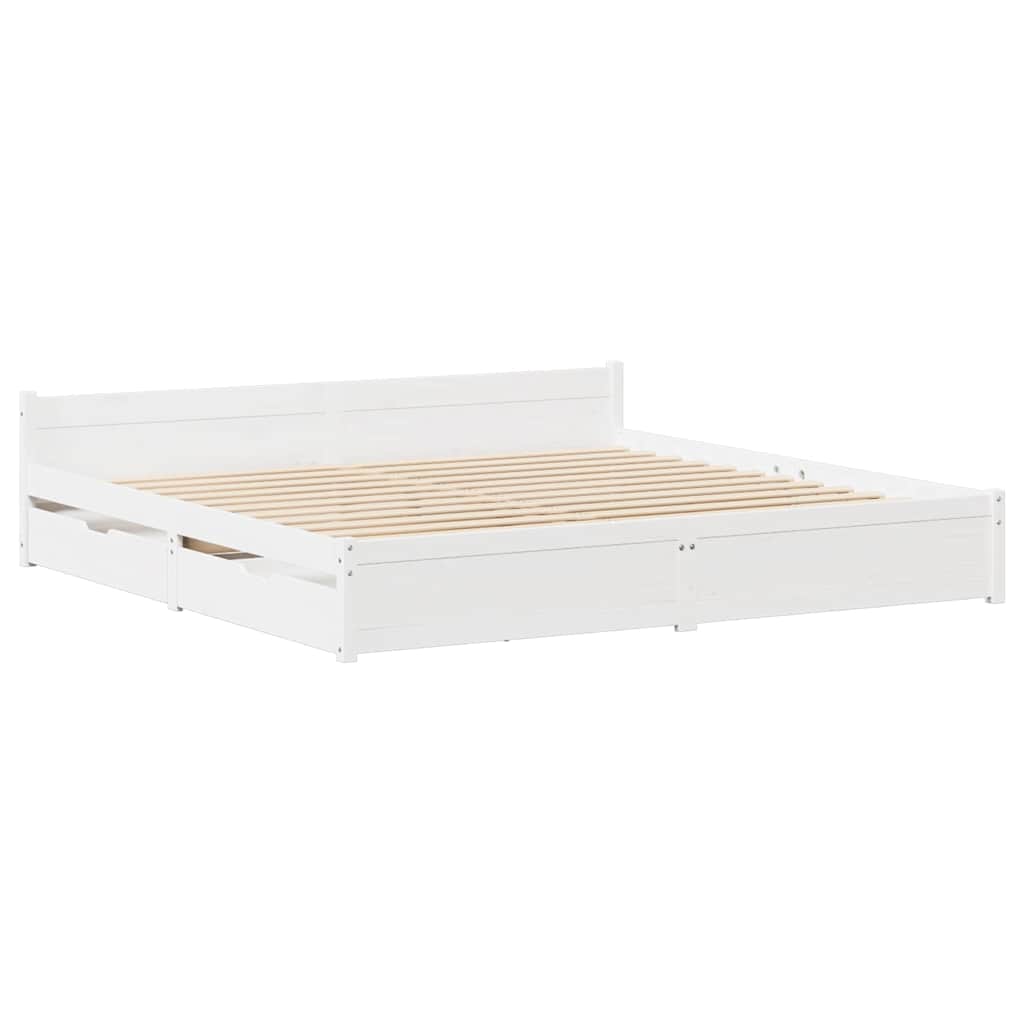 Letto senza Materasso Bianco 150x200 cm Legno Massello di Pino - homemem39