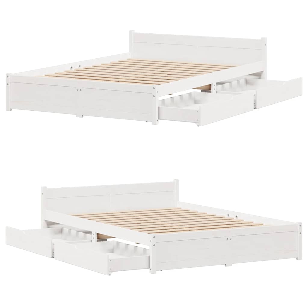 Letto senza Materasso Bianco 150x200 cm Legno Massello di Pino - homemem39