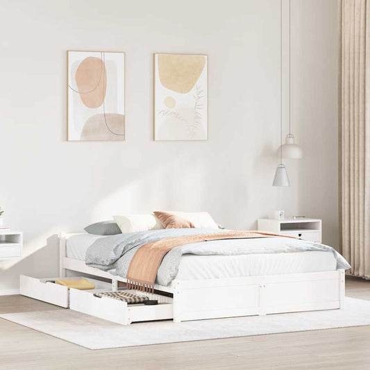 Letto senza Materasso Bianco 150x200 cm Legno Massello di Pino - homemem39