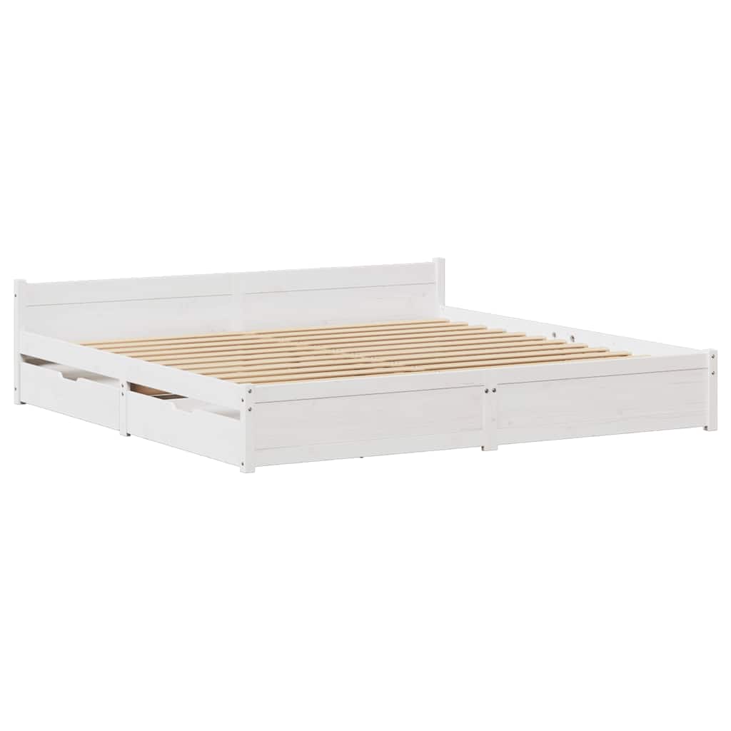 Letto senza Materasso Bianco 160x200 cm Legno Massello di Pino - homemem39