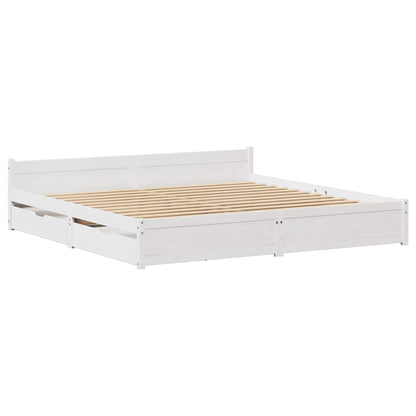 Letto senza Materasso Bianco 160x200 cm Legno Massello di Pino - homemem39