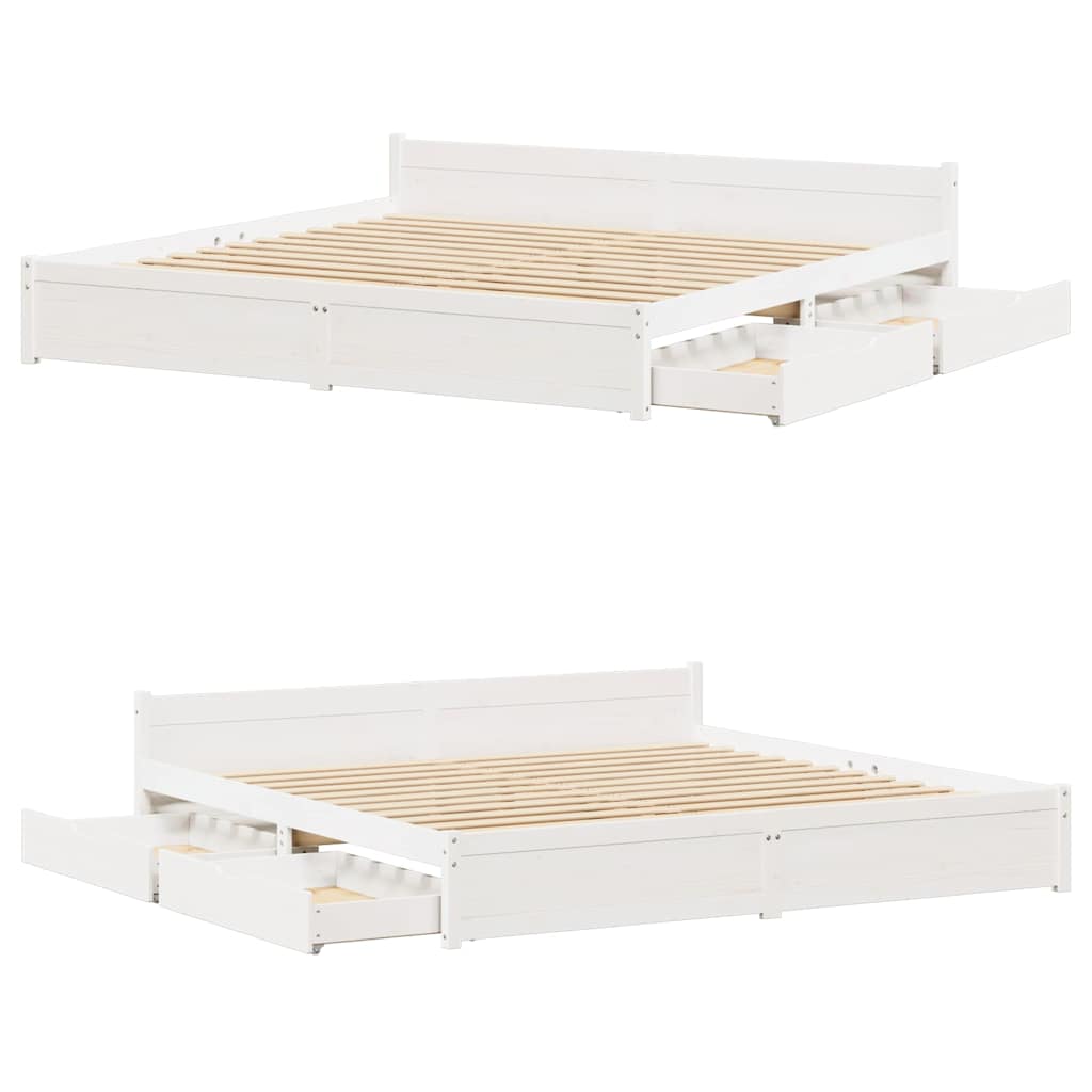 Letto senza Materasso Bianco 160x200 cm Legno Massello di Pino - homemem39