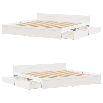 Letto senza Materasso Bianco 160x200 cm Legno Massello di Pino - homemem39