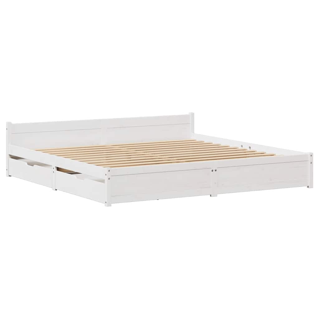 Letto senza Materasso Bianco 180x200 cm Legno Massello di Pino - homemem39