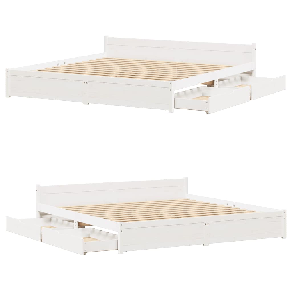 Letto senza Materasso Bianco 180x200 cm Legno Massello di Pino - homemem39