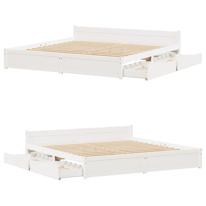 Letto senza Materasso Bianco 180x200 cm Legno Massello di Pino - homemem39