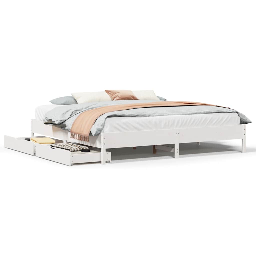 Giroletto senza Materasso Bianco 200x200 cm Legno Massello Pino | homemem39