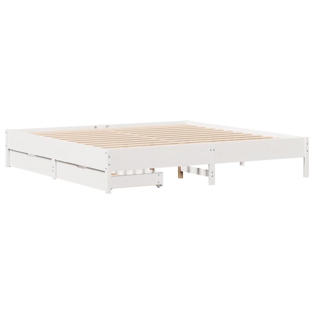 Giroletto senza Materasso Bianco 200x200 cm Legno Massello Pino | homemem39