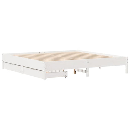 Giroletto senza Materasso Bianco 200x200 cm Legno Massello Pino | homemem39
