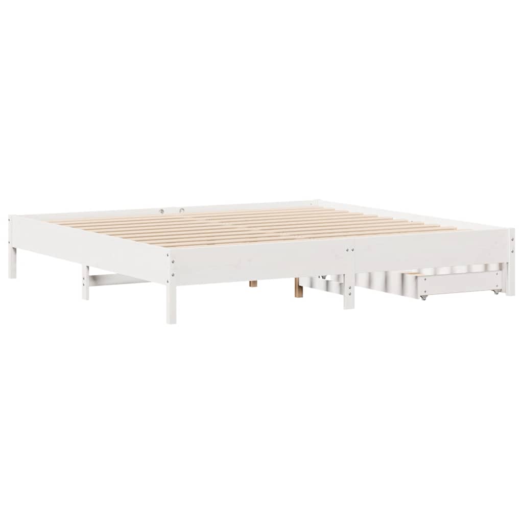 Giroletto senza Materasso Bianco 200x200 cm Legno Massello Pino | homemem39