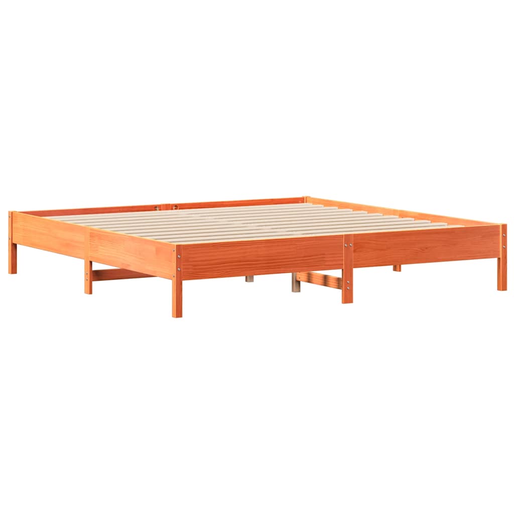 Letto senza Materasso Marrone Cera 200x200 cm in Legno di Pino