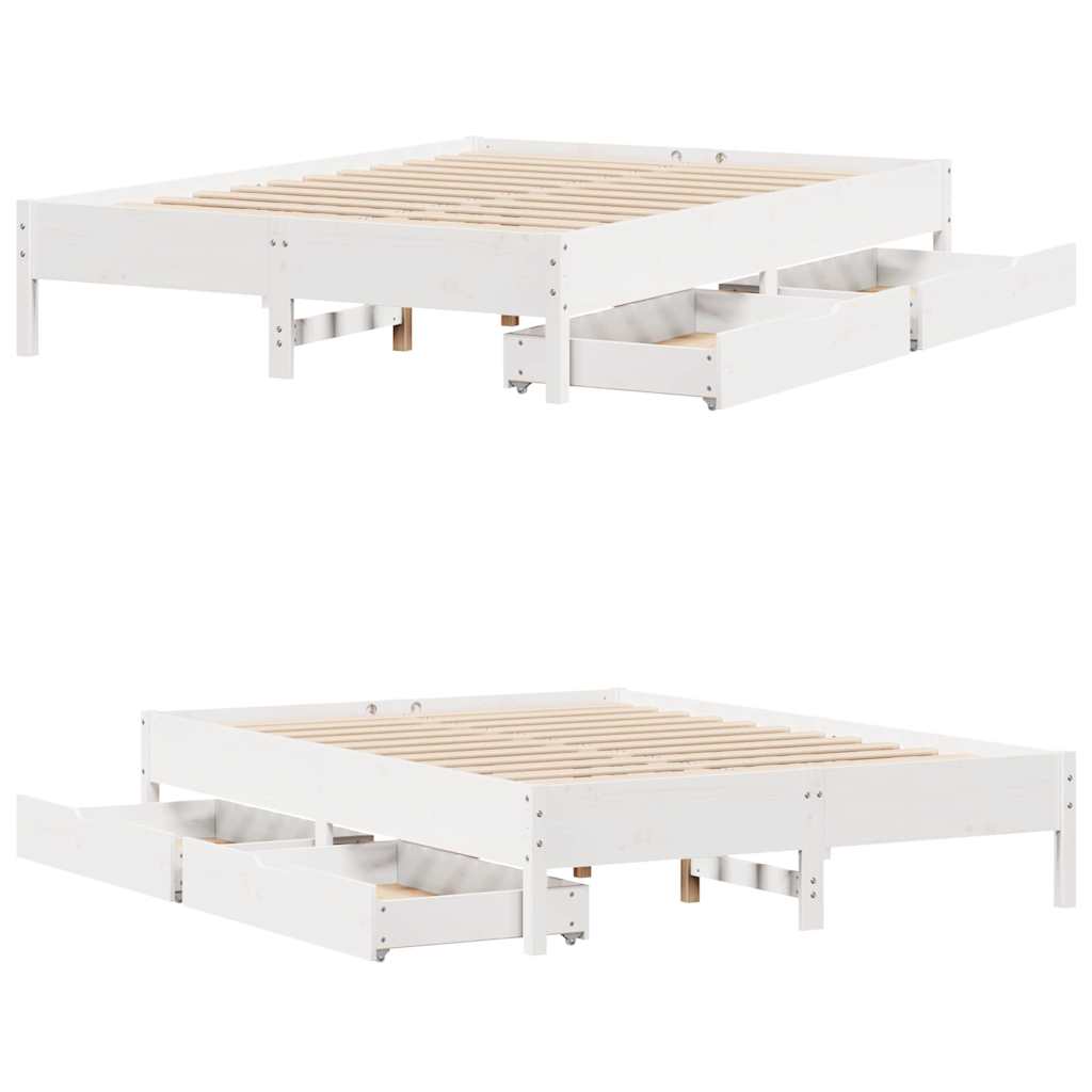 Letto senza Materasso Bianco 160x200 cm Legno Massello di Pino | homemem39