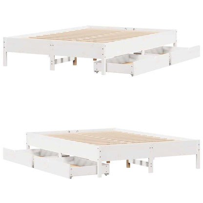 Letto senza Materasso Bianco 160x200 cm Legno Massello di Pino | homemem39
