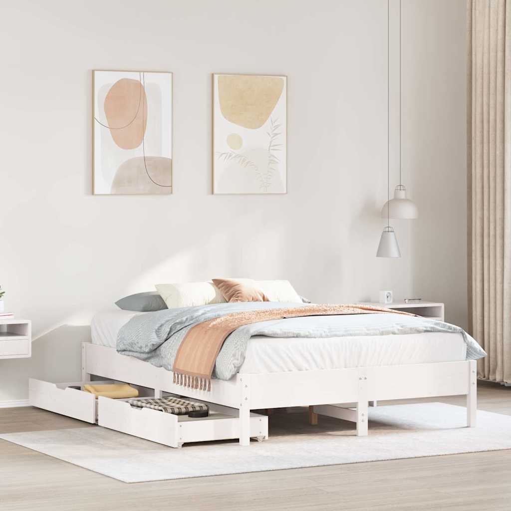 Letto senza Materasso Bianco 160x200 cm Legno Massello di Pino | homemem39