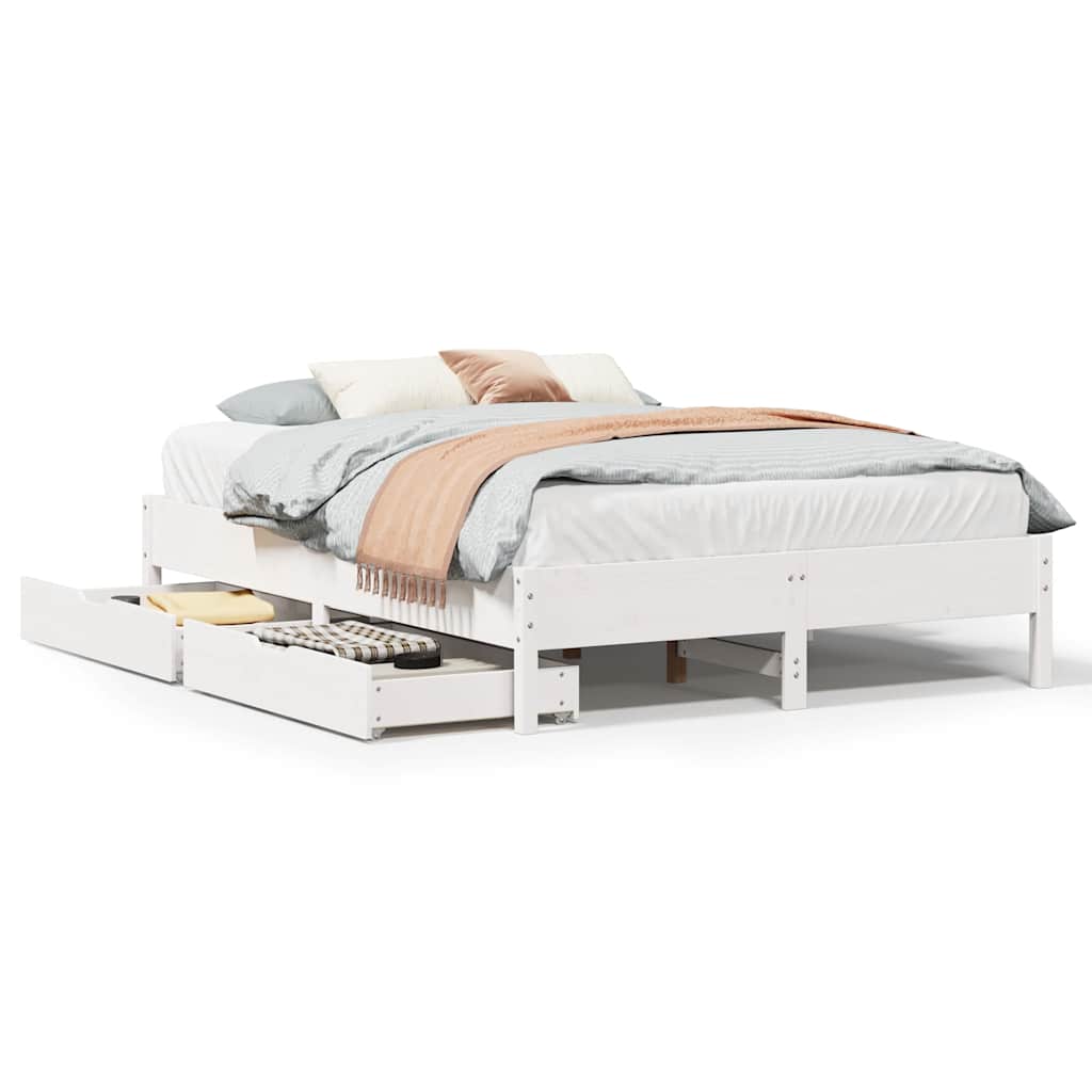 Letto senza Materasso Bianco 150x200 cm Legno Massello di Pino - homemem39