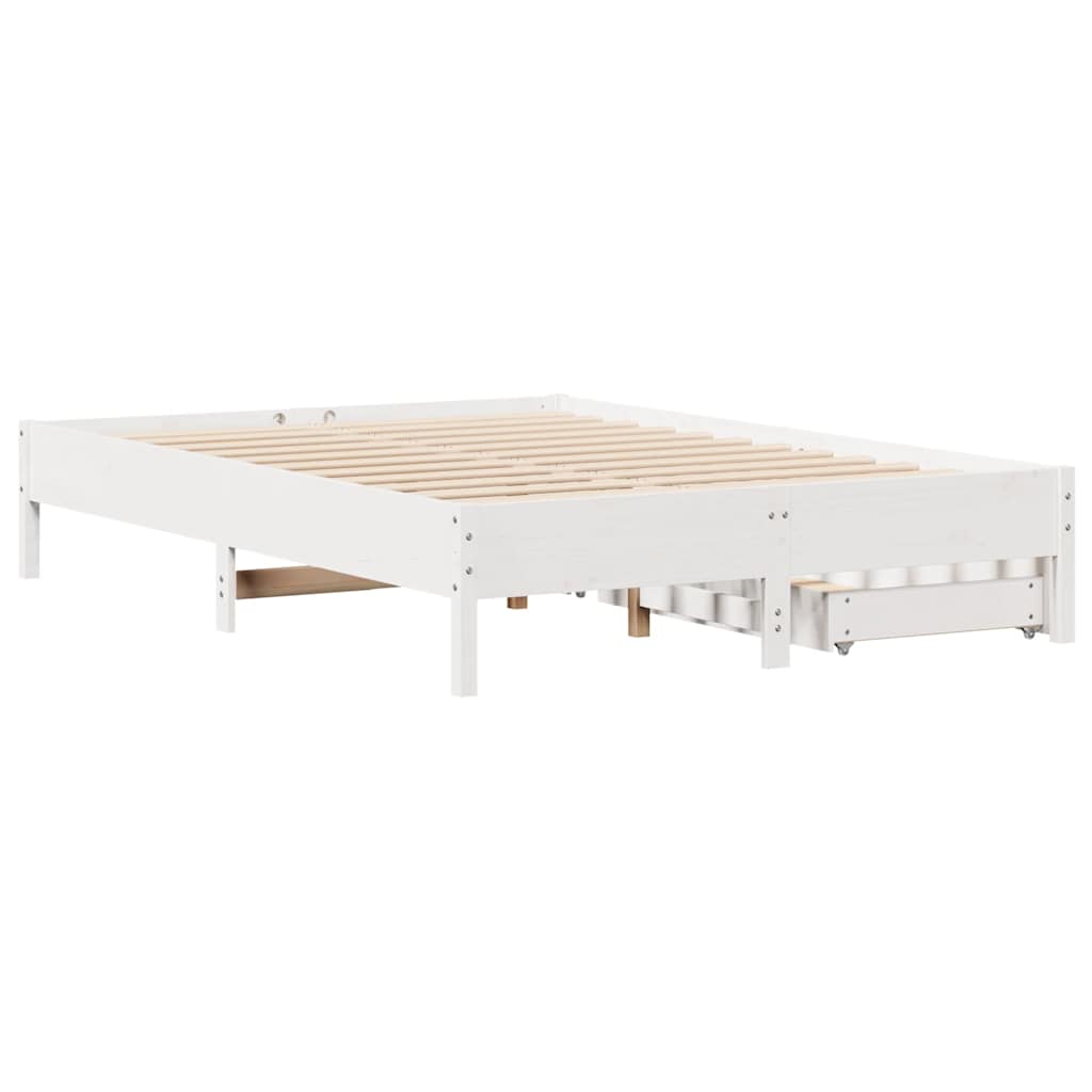 Letto senza Materasso Bianco 150x200 cm Legno Massello di Pino - homemem39