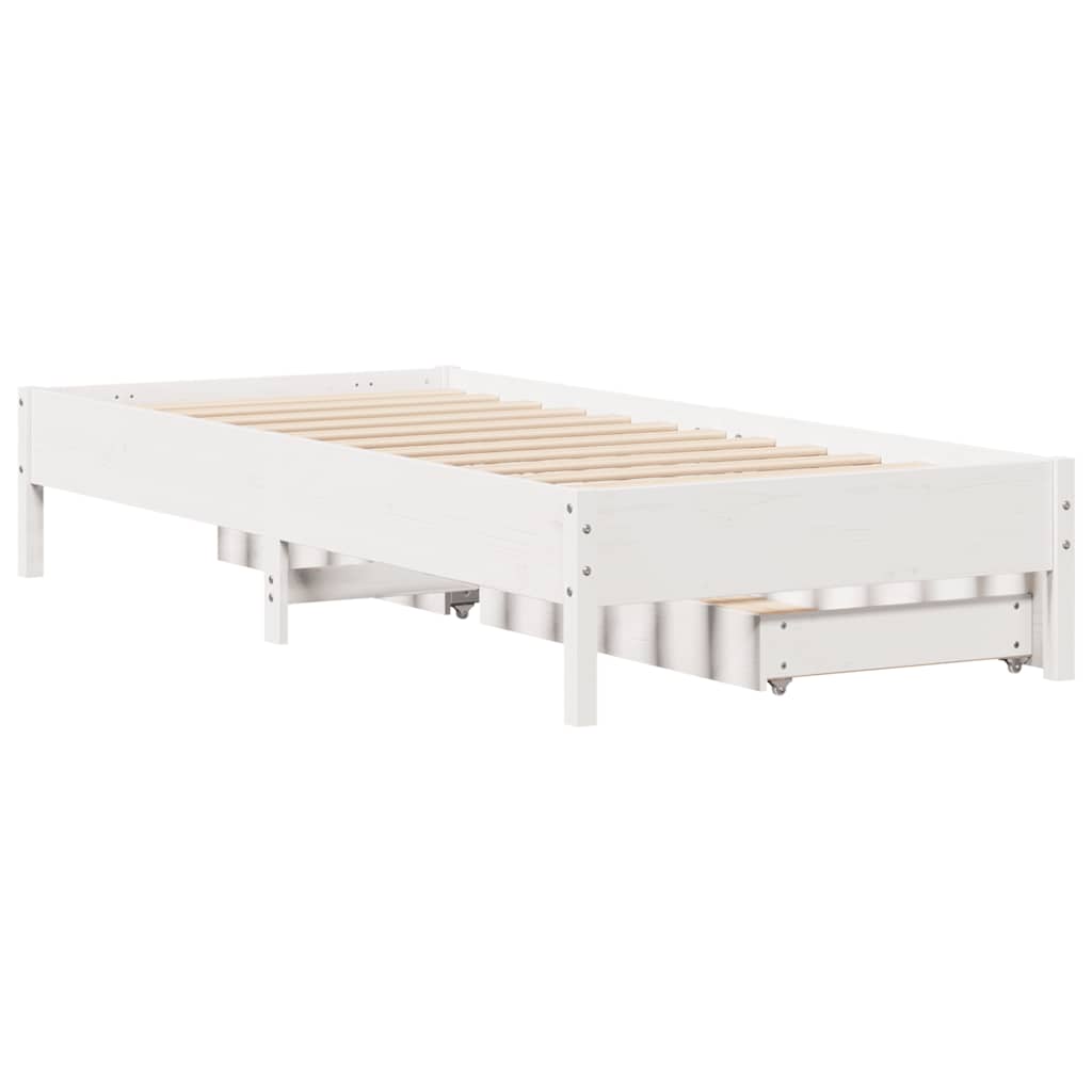 Letto senza Materasso Bianco 90x200 cm Legno Massello di Pino | homemem39