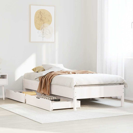 Letto senza Materasso Bianco 90x200 cm Legno Massello di Pino | homemem39