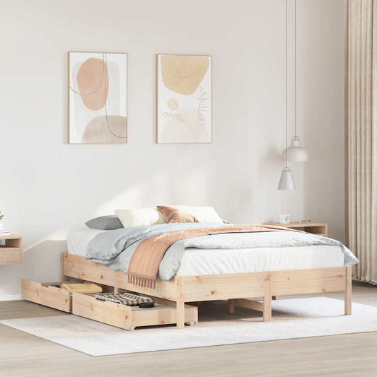 Letto senza Materasso 140x190 cm in Legno Massello di Pino | homemem39
