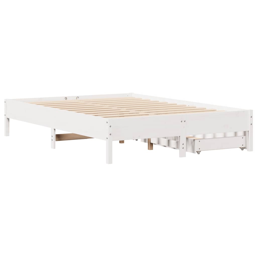 Letto senza Materasso Bianco 140x190 cm Legno Massello di Pino | homemem39