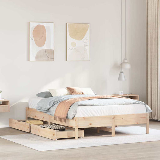 Letto senza Materasso 135x190 cm in Legno Massello di Pino | homemem39