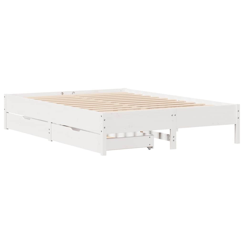 Letto senza Materasso Bianco 135x190 cm Legno Massello di Pino