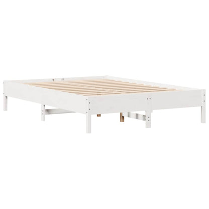 Letto senza Materasso Bianco 135x190 cm Legno Massello di Pino