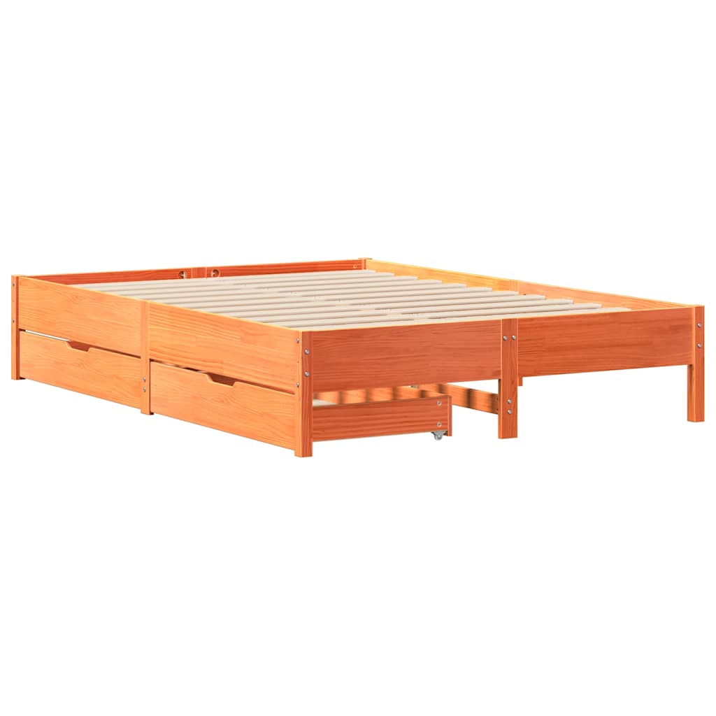 Letto senza Materasso Marrone Cera 135x190 cm in Legno di Pino | homemem39