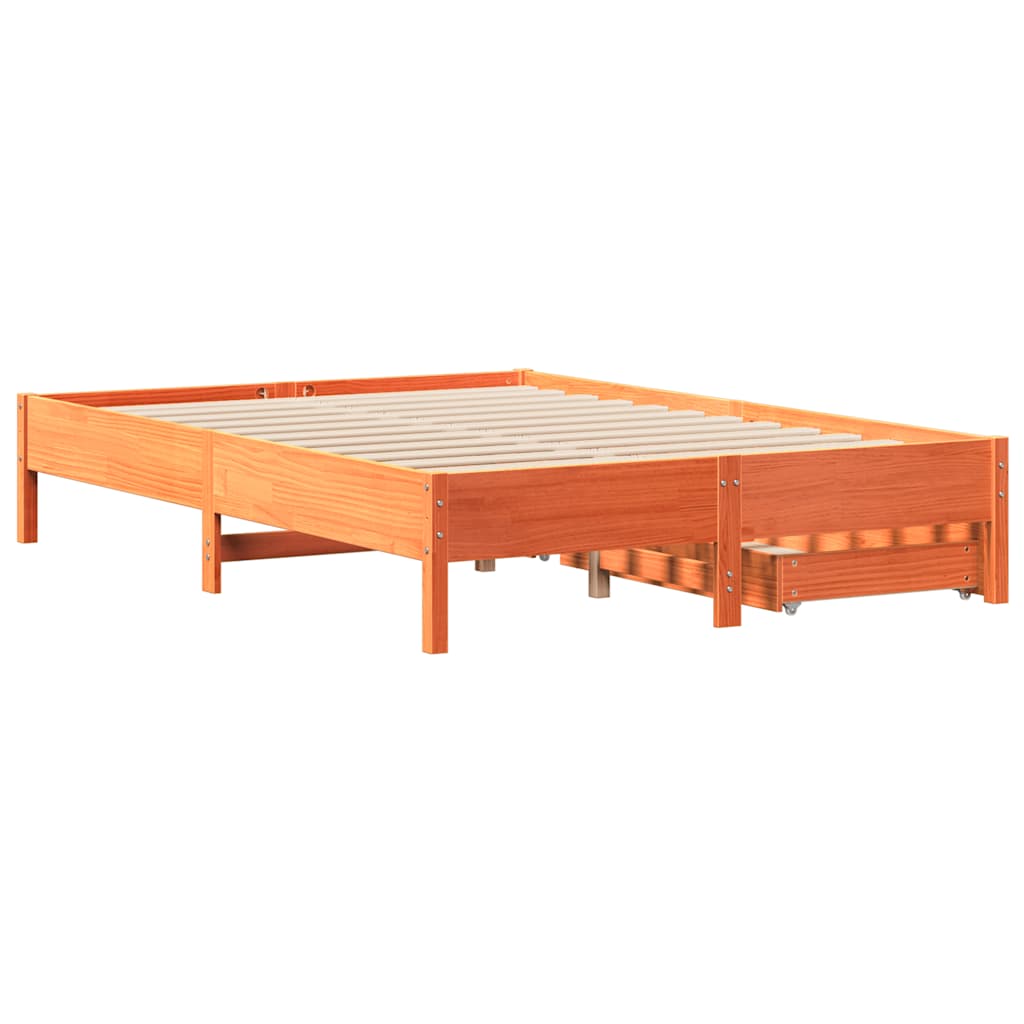 Letto senza Materasso Marrone Cera 135x190 cm in Legno di Pino | homemem39