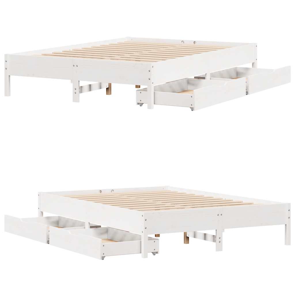 Letto senza Materasso Bianco 120x190 cm Legno Massello di Pino | homemem39